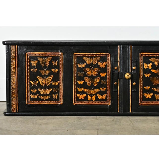 Early 20th Century English Vintage Wall Cabinet With Recent Paint & Decoupage For Sale - Image 5 of 12