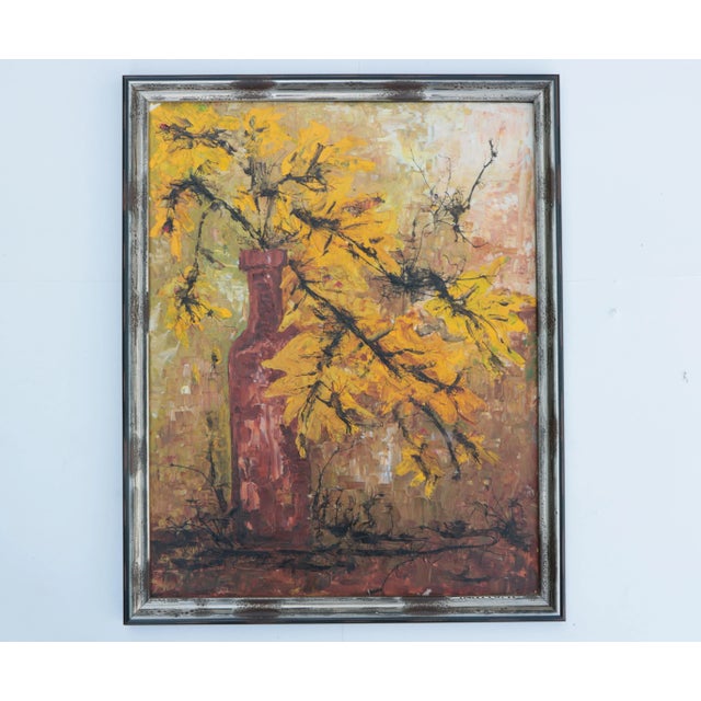 Wood Mid-Century Autumn Leaves Still Life Painting For Sale - Image 7 of 7