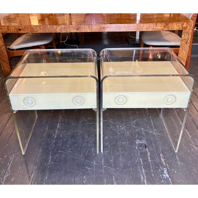 1970s Unique Pair of Lucite Nightstands For Sale - Image 10 of 16