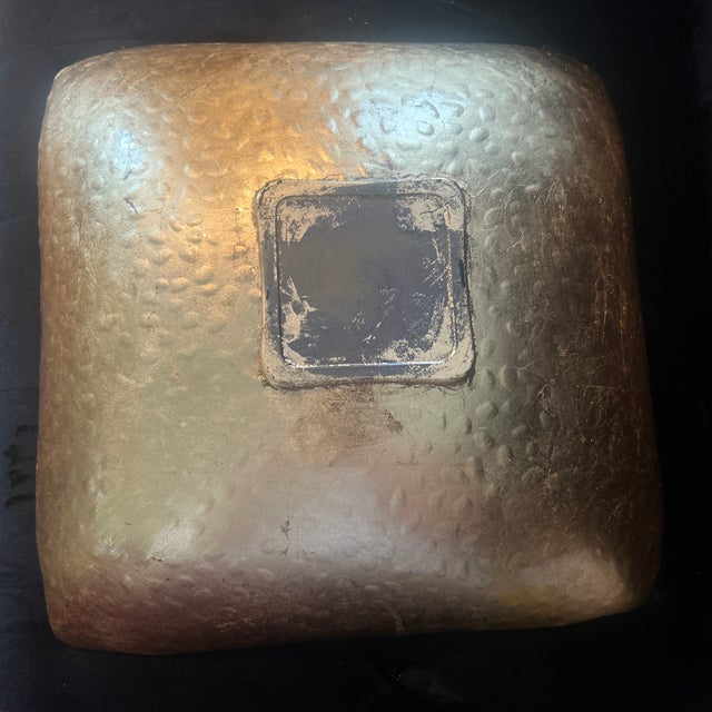 2000 - 2009 Large Iridescent Art Glass Square Bowl For Sale - Image 5 of 5