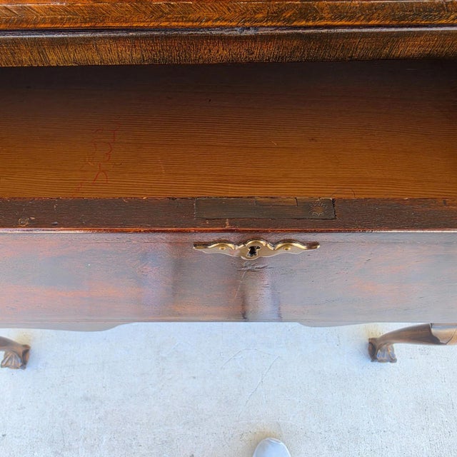 Antique Walnut Highboy Dresser Desk With Pullout Writing Surface For Sale - Image 17 of 18