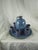 Campaign Late 20th French Cottage Blue Ceramic Liquor Set - One Decanter, Six Goblets, One Plate- 8 Pieces For Sale - Image 3 of 12