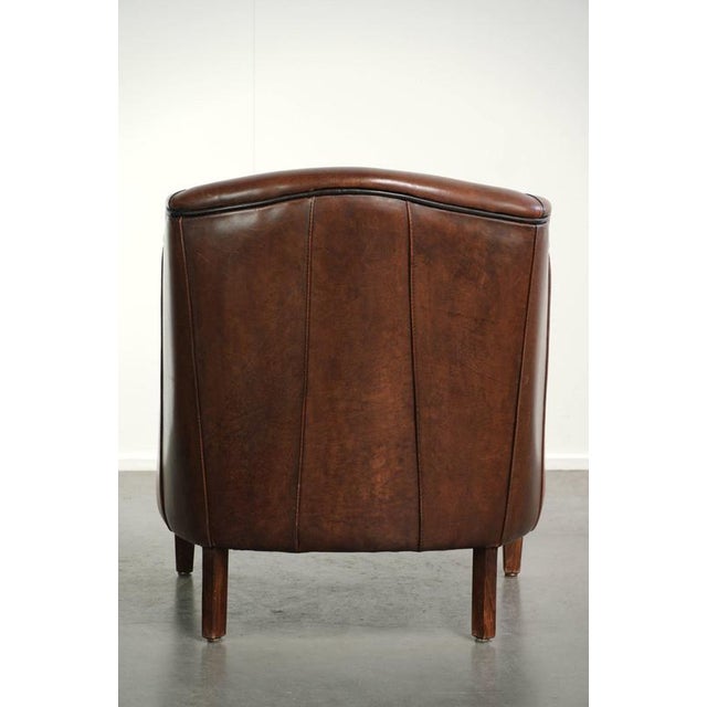 Sheepskin Armchair in a Deep Brown Color Finished with Black Piping For Sale - Image 4 of 13
