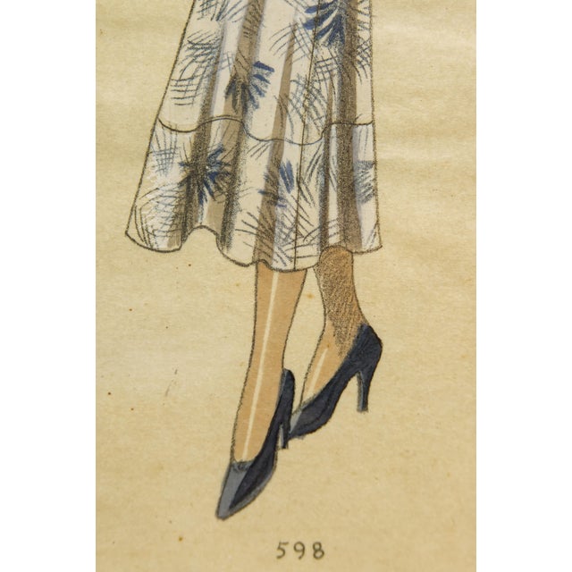 Metal Framed Art Deco Style Summer 1934 Croquis Artistiques French Fashion Prints a Pair For Sale - Image 7 of 7