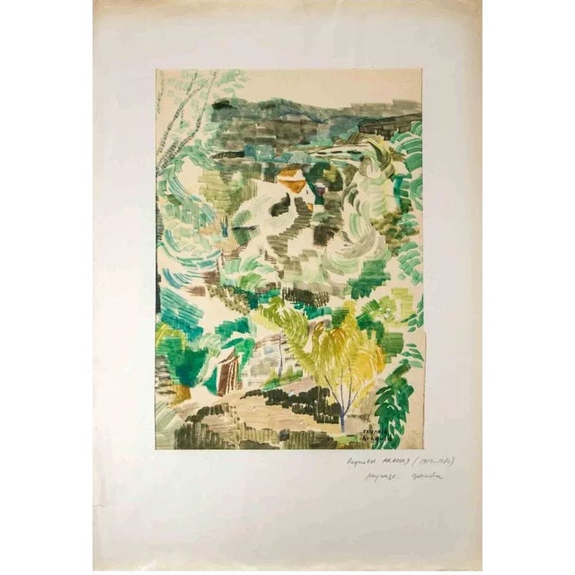 Landscape is a Gouache on paper realized by Reynold Arnould (Le Havre 1919 - Parigi 1980). Good condition, included a...