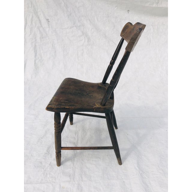 Rustic Vintage C.1930 Country Hand Painted Chair Clear-Heavy Usage Distressed, Sturdy For Sale - Image 3 of 9