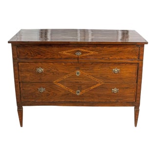 Italian Neoclassical 18th Century Walnut, Mahogany and Ash Three-Drawer Chest For Sale