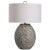 This Ceramic Table Lamp Features A Heavily Pitted Surface, Finished In A Combination Of Brushed Rustic Gray And Crackled...