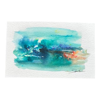 “Ocean Energy” Signed Original Watercolor Abstract by Nancy Smith For Sale