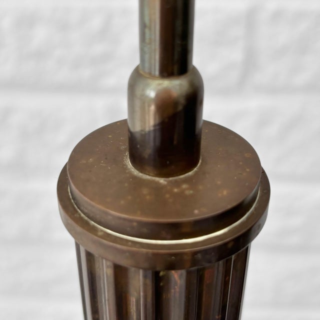 Large Scandinavian Art Deco Table Lamp in Brass and Steel, 1920s For Sale - Image 11 of 12