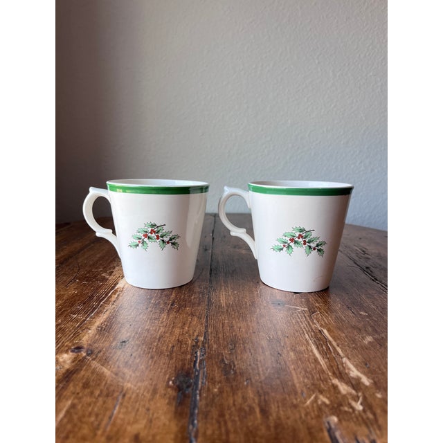 Spode Late 20th Century Spode Christmas Tree Pattern Mugs Pointed Handle - Set of 2 For Sale - Image 4 of 4