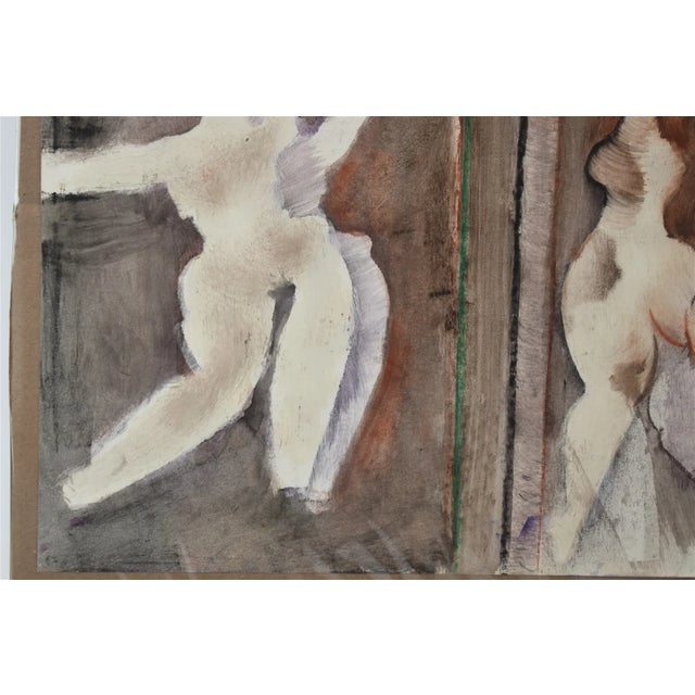 1970s Vintage Orignal Lucia Wilcox Gouache Mixed Media Abstract Nudes Painting Sketch For Sale - Image 5 of 7