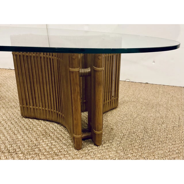 Contemporary Baker / McGuire Organic Modern Rattan and Woven Rawhide Estrella Cocktail Table For Sale - Image 3 of 4