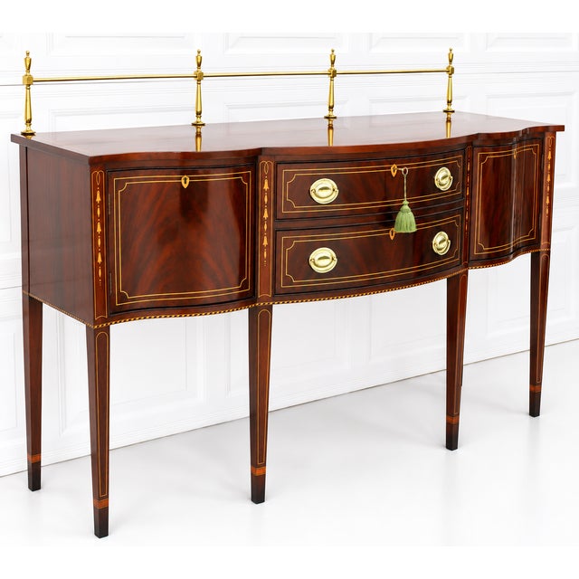 Brown Stickley Federal Mahogany Sideboard W. Brass Gallery For Sale - Image 8 of 18