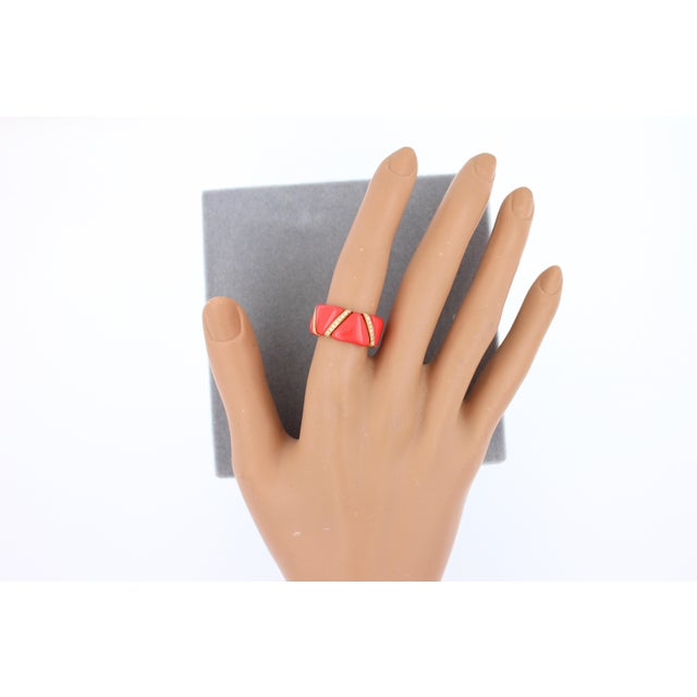 Diamond Red Enamel Flexible Eternity Band 18 Karat Yellow Gold Unique Ring, Size 6 For Sale - Image 13 of 18