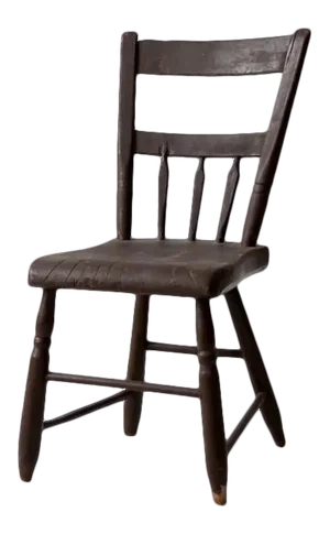 Antique Plank Seat Farmhouse Chair