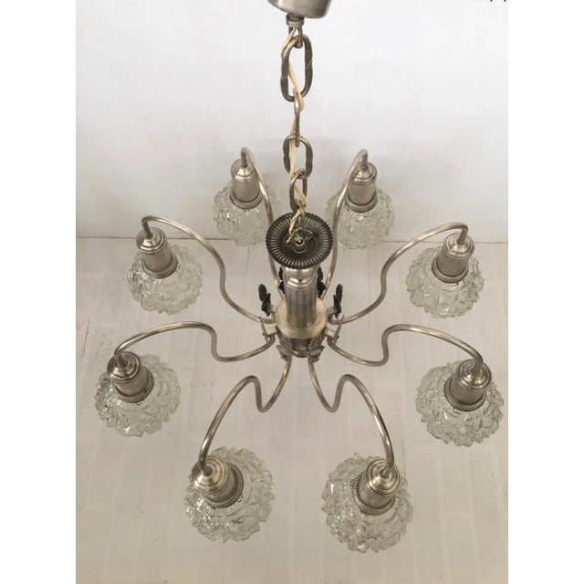 Art deco ceiling lamp with eight cut glass balls. dimensions: h 23.62 in. X w 29.13 in. X d 29.13 in.h 60 cm x w 74 cm x d...