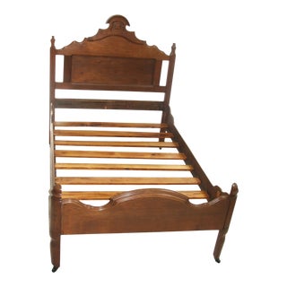 19th Century Victorian Heirloom Hand-CarvedBlack Walnut Bedframe For Sale