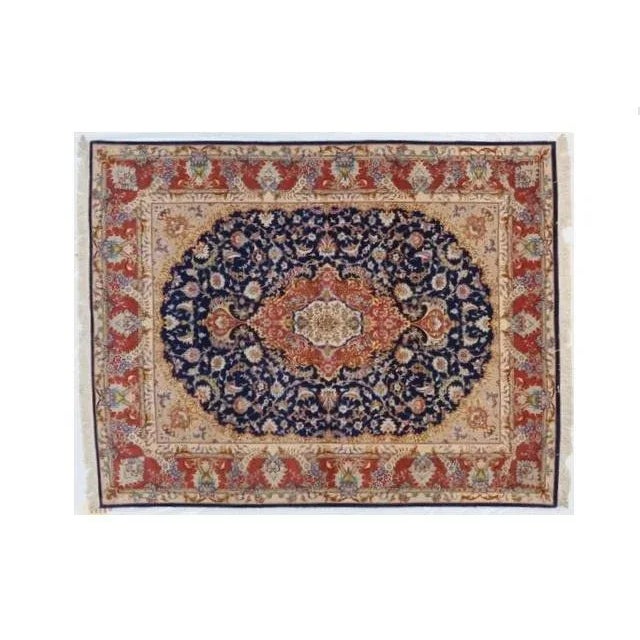 This master piece is a silk foundation with Kork wool pile genuine Handmade exceptionally fine Persian Tabriz rug-