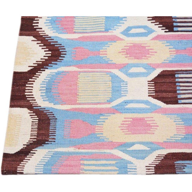 New Modern Professional Hand Knotted Kilim, 6'1x8 For Sale - Image 4 of 4