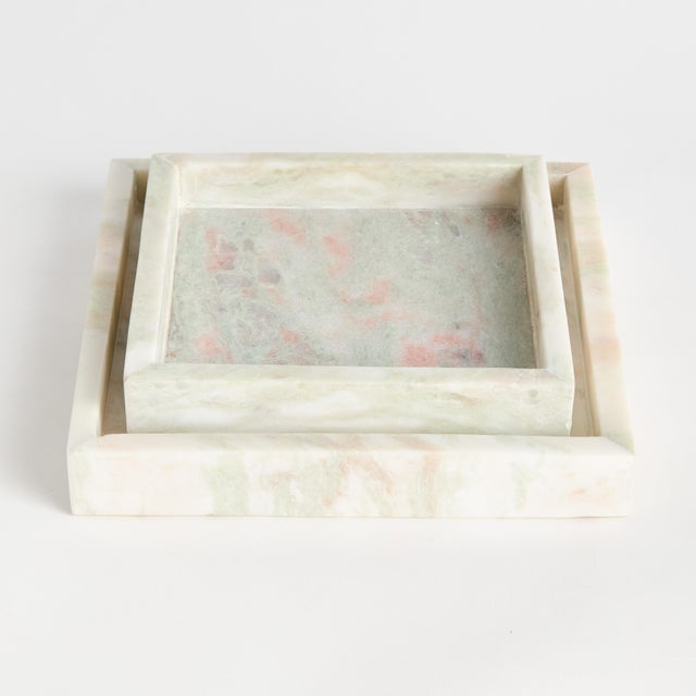 Kenneth Ludwig Chicago Johanna Square Marble Trays Small, Set Of 2 For Sale - Image 4 of 5