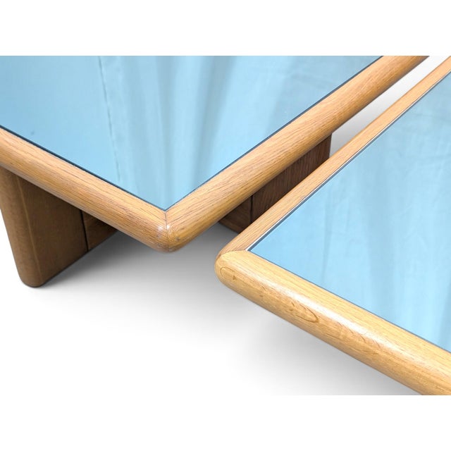 Mid-Century Modern Wooden and Mirrored Glass Coffee Tables, 1970s, Set of 2 For Sale - Image 3 of 7