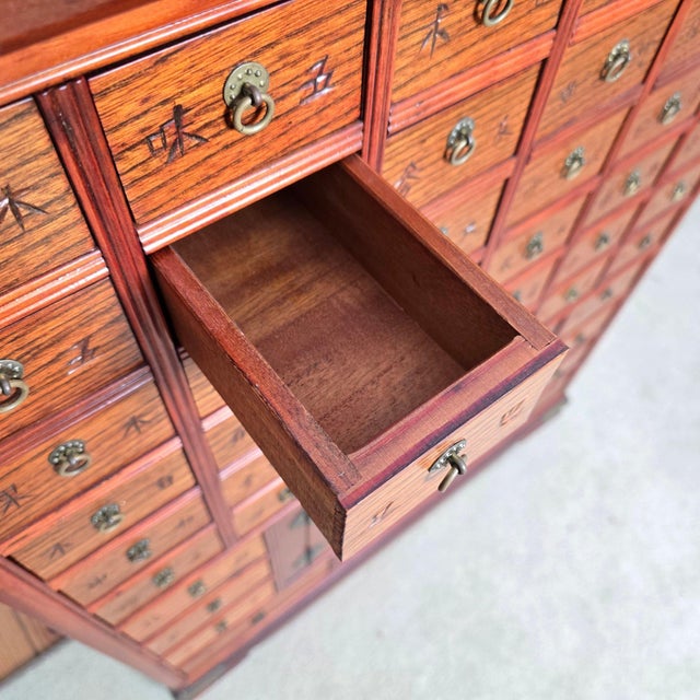 Vintage 45-Drawer Chinese Apothecary Chest – Solid Elm (Yumu) Pagoda Cabinet For Sale - Image 4 of 14