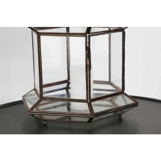 Berber Tribes of Morocco Handcrafted Large Moroccan Clear Glass Candle Lantern For Sale - Image 4 of 13