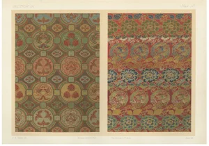 Japanese Brocade Patterns in Red and Gold, 1880s, Paper