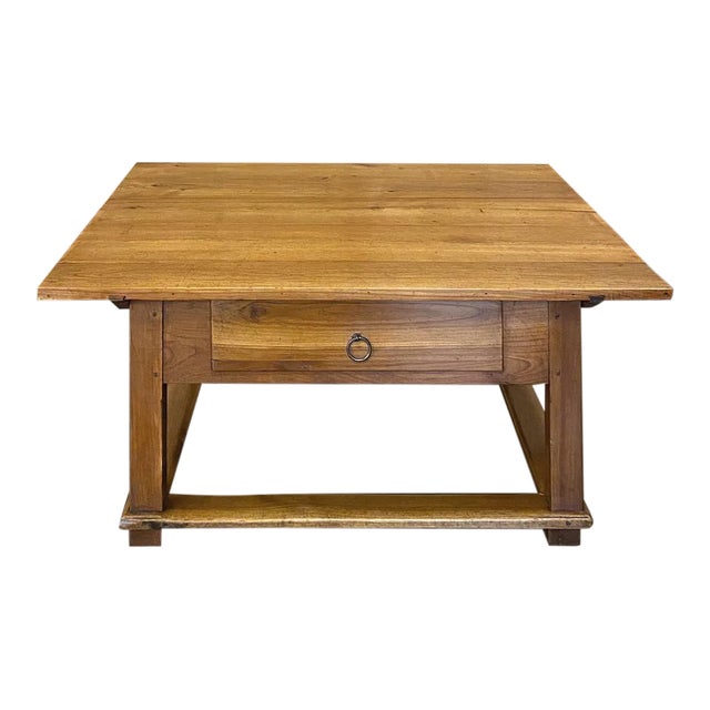 19th Century Rustic Country French Fruitwood Coffee Table For Sale