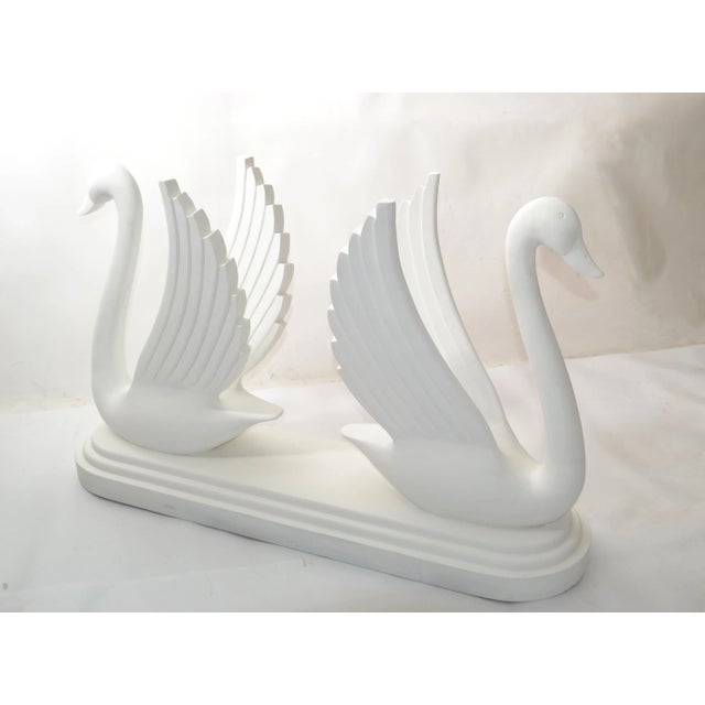 Antique White Maison Jansen Style Sculptural Mirror Image Carved Wood Swan Console Table Base For Sale - Image 8 of 13