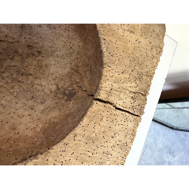 Antique Rustic Primitive Hand Carved Wood Dough Bowl For Sale - Image 10 of 12