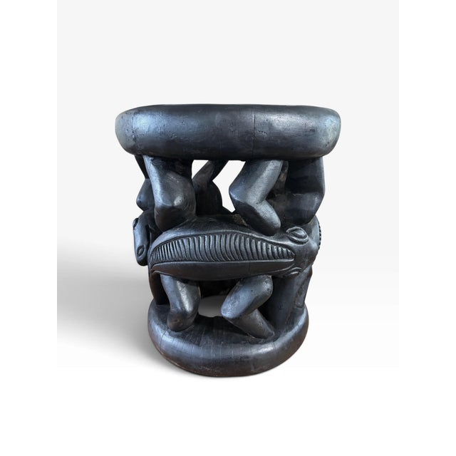 Vintage Tribal Nobility Bamileke Lizard Stool/Table Cameroon 16" H For Sale - Image 4 of 9