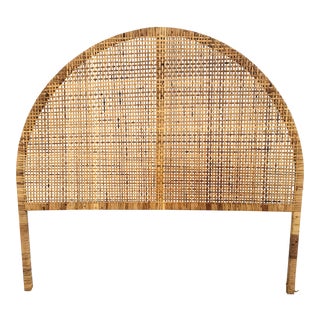 Vintage Rattan Wicker Queen Headboard For Sale