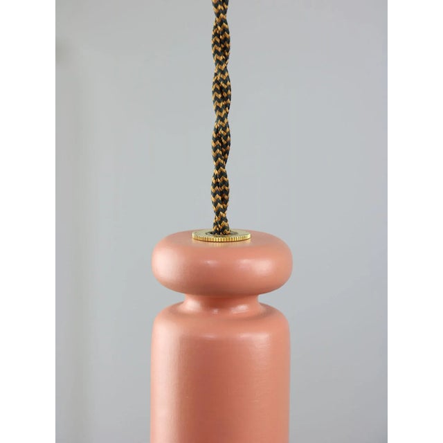 Wood Mid-Century Italian Brass & Opaline Glass Pendant Lamps, Set of 2 For Sale - Image 7 of 18