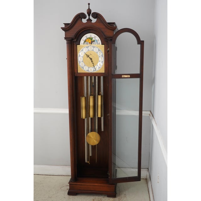 Traditional Colonial Mahogany 5 Tube Grandfather Clock For Sale - Image 3 of 18