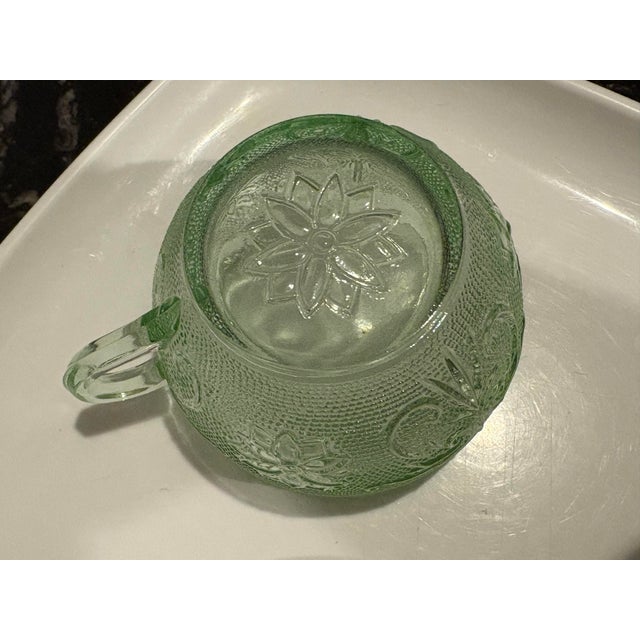 Victorian 1980s Chantilly Green Cup and Saucer Set Made by Indiana Glass - Set of 4 For Sale - Image 3 of 12