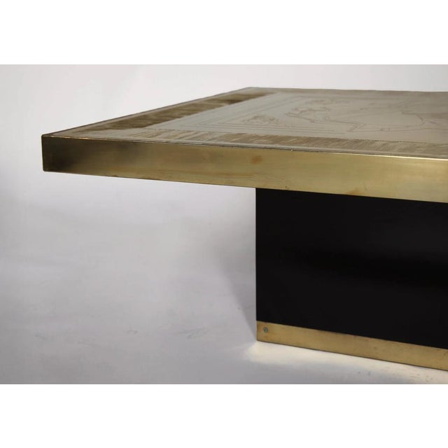 Gold Etched Brass Coffee Table by Ricco D. for Lova Creation, Belgium, 1980s For Sale - Image 8 of 9