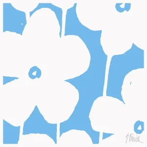 Fabulous Flowers in Summer Blue No. 1 Fine Art Print 58" X 58" by Liz Roache