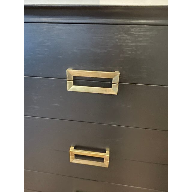 Mid-Century Modern Frankl Mont Deco Inspired Set of Mid Century Chests of Drawers Black Brass Accents For Sale - Image 3 of 17