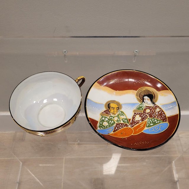 19th Century Tu y yo Satsuma Porcelain Sest with Dragon and Wise Men Motif, Japan, Set of 7 For Sale - Image 12 of 17
