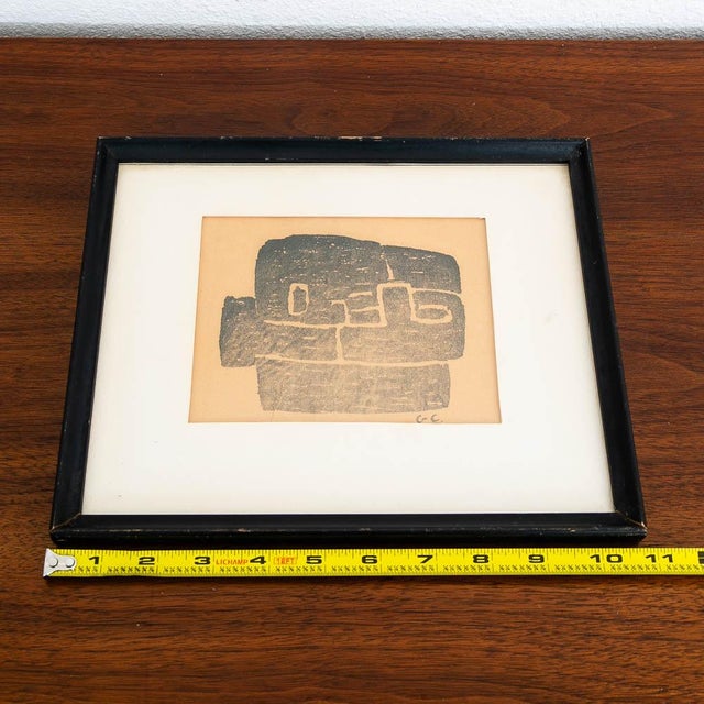 Mid Century Modern Abstract Form Block Print George Constant Black Ink Signed For Sale - Image 9 of 9
