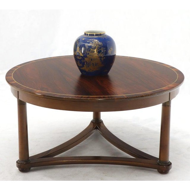 Round Rosewood Neoclassical Rosewood Banded Top Coffee Center Table