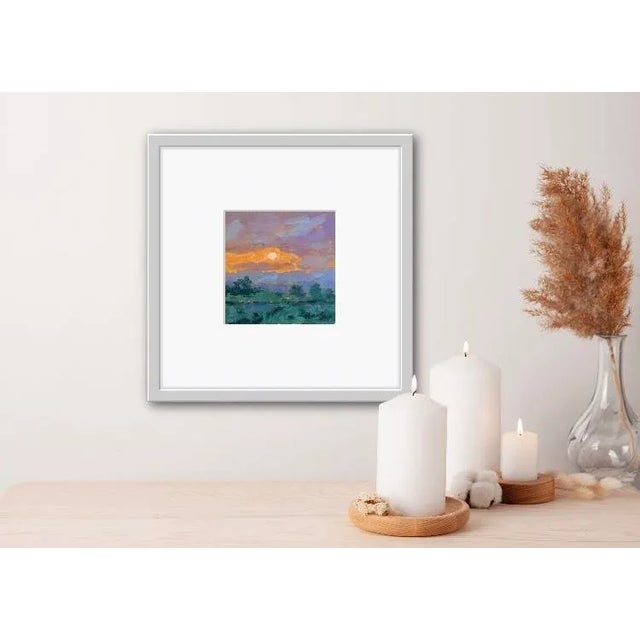 Abstract Contemporary Impressionist Style Oil Painting, Landscape Sunset Art For Sale - Image 3 of 12