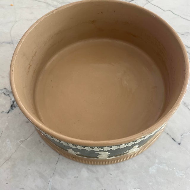 Green Antique Copeland Late Spode Jasperware Green Planter or Bowl For Sale - Image 8 of 11