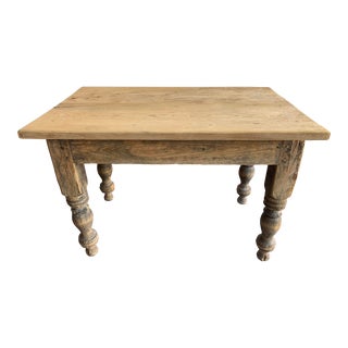 Late 19th Century Antique Rustic Pine Coffee Table with Turned Legs For Sale