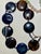 Black Gemstone Necklace From Botswana Africa Large Luminous Disc Beads in Blues, Sepias With Crystal Druzy, Outstanding For Sale - Image 8 of 9