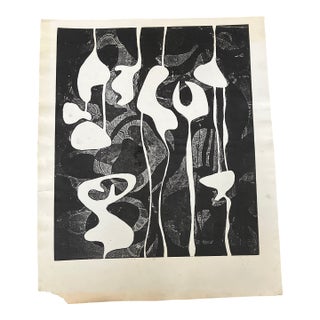 Mid Century Modern Abstract Original Lithograph Print For Sale