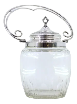 Cut Glass Candy Box with Silver Structure and Embossed Lid
