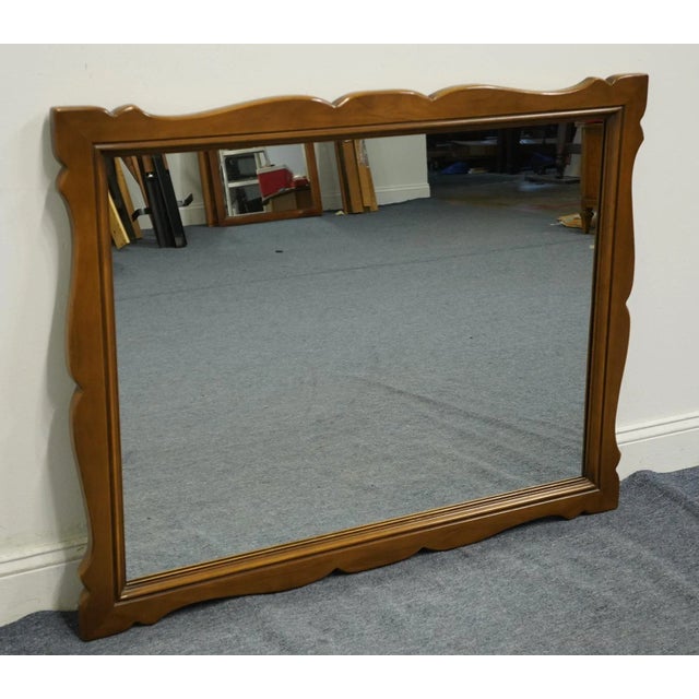 French Drexel Furniture Basque Provincial Collection Solid Maple French Inspired 45" Scalloped Dresser / Wall Mirror 315-220-2 For Sale - Image 3 of 7